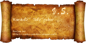 Vankó Sándor névjegykártya